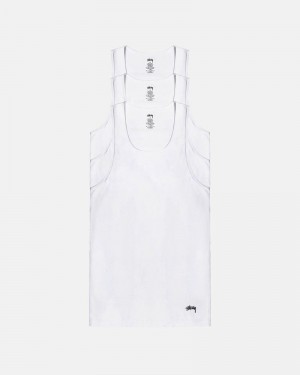 Acessorios Stussy TANK UNDERSHIRTS Branco | 48162-IAPK