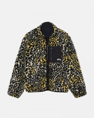 Agasalhos Stussy SHERPA REVERSIBLE JACKET Amarelas Leopardo | 30194-FDGB