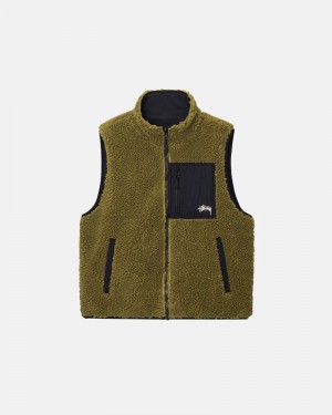 Agasalhos Stussy SHERPA REVERSIBLE VEST Verde Oliva | 14293-DWTU