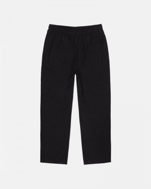 Calças Stussy BEACH PANT WOOL STRIPE Pretas | 13845-IZMB