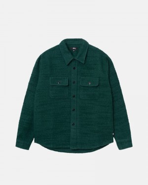 Camisas Stussy BOUCLE WOOL CPO Verdes | 85417-OUYD