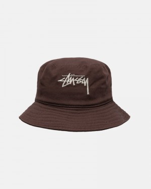 Chapéu Stussy BUCKET HAT BIG STOCK Chocolate | 95017-WQMY