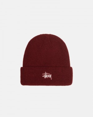 Chapéu Stussy CUFF BEANIE BASIC Vermelhas Escuro | 82074-BJSK