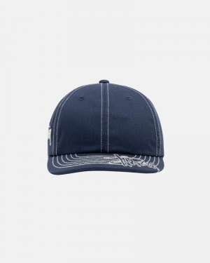 Chapéu Stussy LOW PRO BASIC STITCH STRAPBACK Azul Marinho | 96812-SOQW