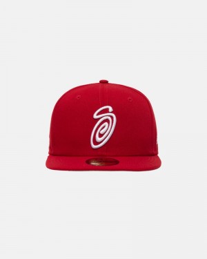 Chapéu Stussy NEW ERA 59FIFTY CURLY S Vermelhas | 73149-QLPY