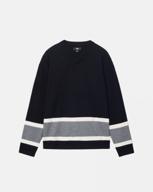 Knitted Stussy HOCKEY Pretas | 38014-GUSO