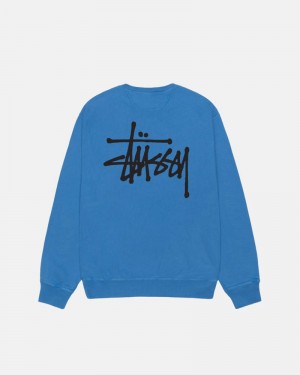 Moletom Stussy BASIC CREW PIGMENT DYED Azuis | 32076-XQTA