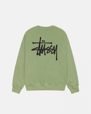 Moletom Stussy BASIC CREW Verdes | 42503-PIUB