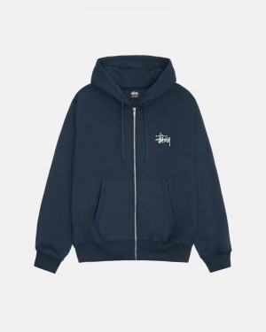 Moletom Stussy BASIC ZIP HOODIE Azul Marinho | 93125-FVAT