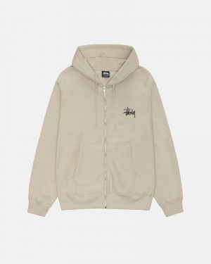 Moletom Stussy BASIC ZIP HOODIE Caqui | 53978-BDYJ