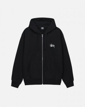 Moletom Stussy BASIC ZIP HOODIE Pretas | 35074-HTUF