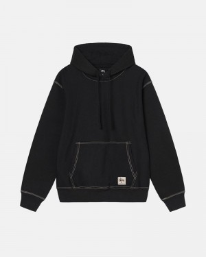 Moletom Stussy CONTRAST STITCH LABEL HOODIE Pretas | 68132-EUYB