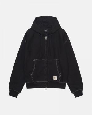 Moletom Stussy DOUBLE FACE LABEL ZIP HOODIE Pretas | 68501-VXCK