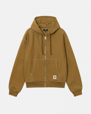 Moletom Stussy DOUBLE FACE LABEL ZIP HOODIE Verde Oliva | 05748-WBSC