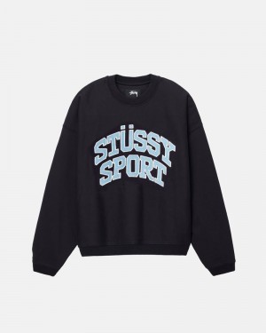 Moletom Stussy SPORT RELAXED OVERSIZED CREW Pretas | 83126-SJQV