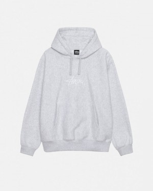 Moletom Stussy STOCK LOGO APPLIQUE HOODIE Cinzentas Branco | 95783-NEJI