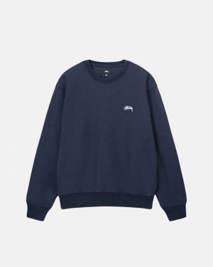 Moletom Stussy STOCK LOGO CREW Azul Marinho | 21084-PRGD