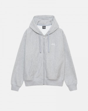 Moletom Stussy STOCK LOGO ZIP HOODIE Cinzentas | 40837-ZQGX