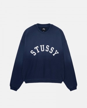 Moletom Stussy SUN FADED OVERSIZED CREW Azul Marinho | 30174-DROZ