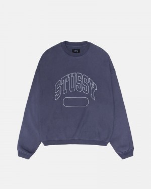 Moletom Stussy VARSITY OVERSIZED CREW Azuis | 60852-QIWL