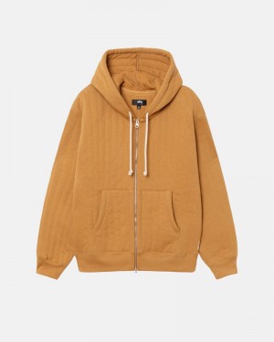 Moletom Stussy VERTICAL QUILTED ZIP HOODIE Marrom | 92845-MPSQ