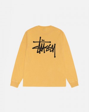 Tops Stussy BASIC LS PIGMENT DYED Laranja | 01432-ZJVS