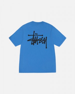 Tops Stussy BASIC PIGMENT DYED Azuis | 02895-JRSE