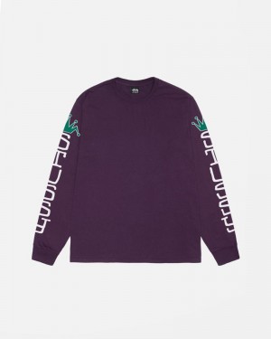 Tops Stussy JUMBO LS PIGMENT DYED Roxo | 02864-RHGF