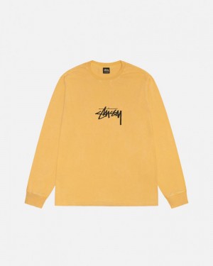 Tops Stussy SMALL STOCK LS PIGMENT DYED Laranja | 50369-QIDU