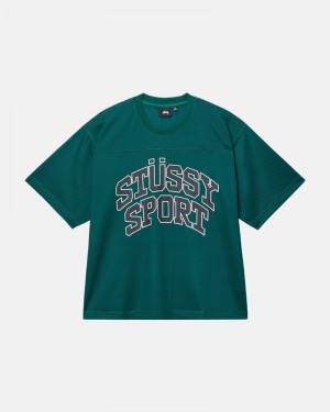 Tops Stussy SPORT MESH FOOTBALL JERSEY Verdes | 37801-UNGI