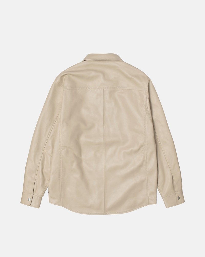 Agasalhos Stussy LEATHER OVERSHIRT Bege | 95820-RCGD