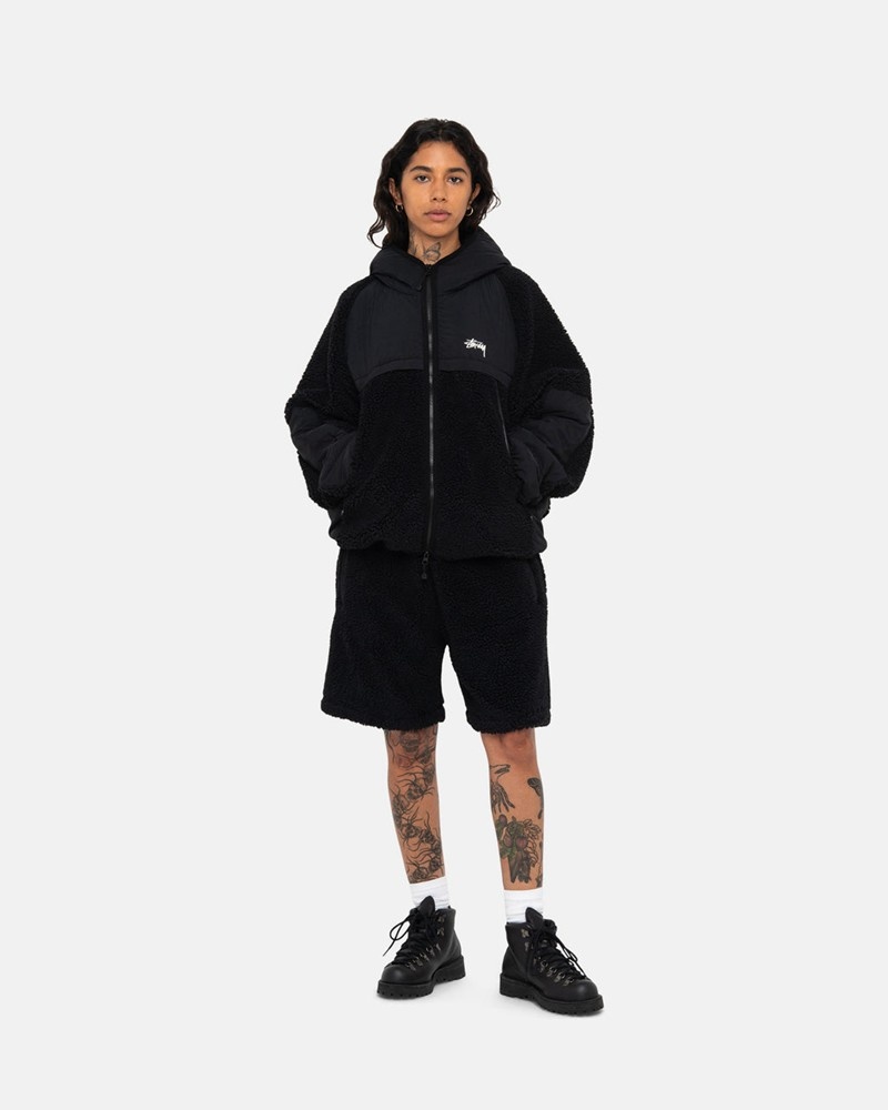 Agasalhos Stussy SHERPA PANELED HOODED JACKET Pretas | 74092-FCGJ