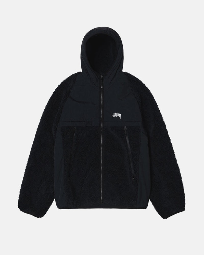 Agasalhos Stussy SHERPA PANELED HOODED JACKET Pretas | 74092-FCGJ