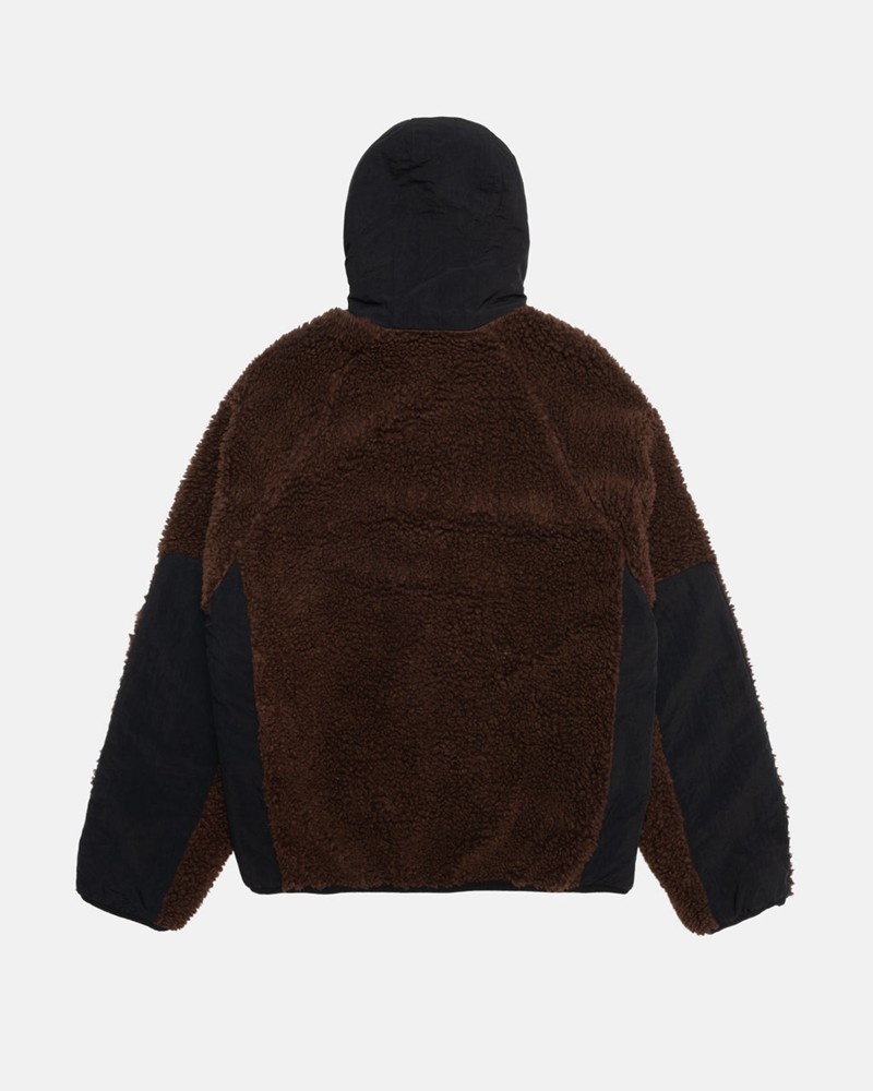 Agasalhos Stussy SHERPA PANELED HOODED JACKET Marrom | 95706-HNTL