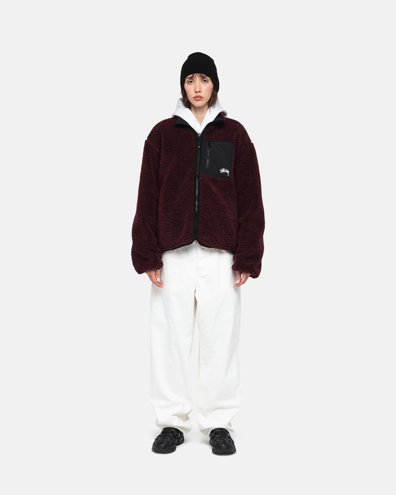 Agasalhos Stussy SHERPA REVERSIBLE JACKET Bordeaux | 02736-KUWA