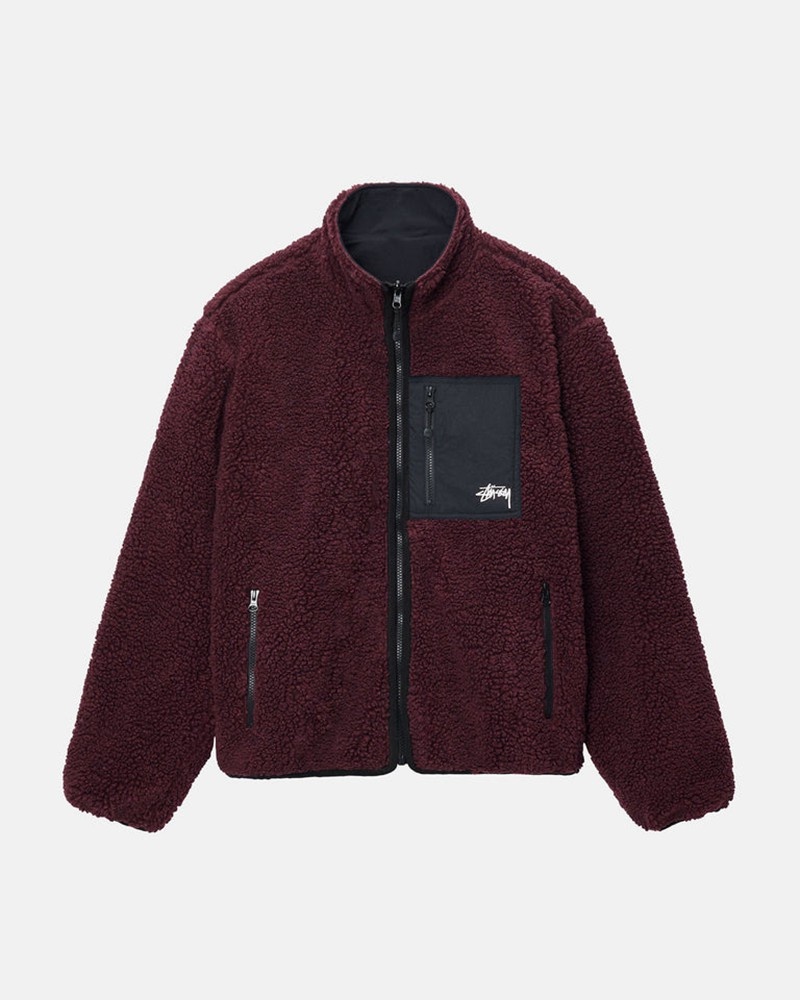 Agasalhos Stussy SHERPA REVERSIBLE JACKET Bordeaux | 02736-KUWA