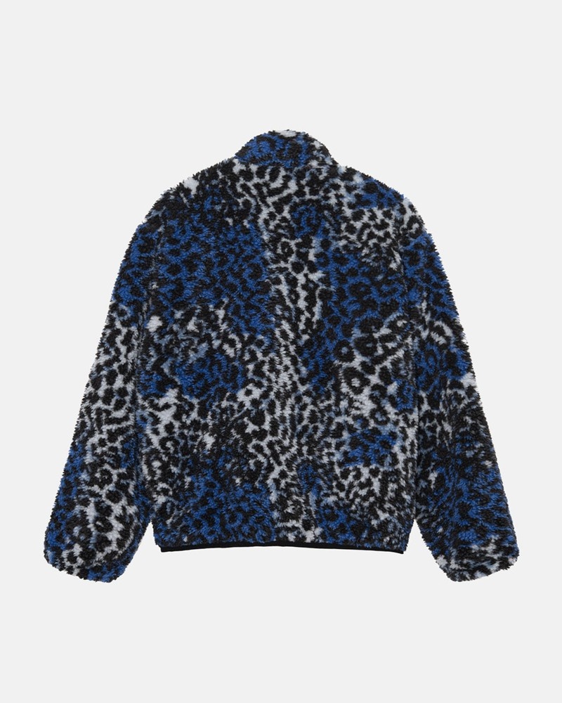 Agasalhos Stussy SHERPA REVERSIBLE JACKET Azuis Leopardo | 29504-IYHJ