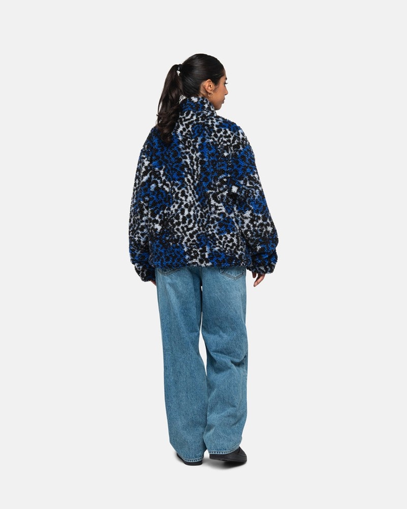 Agasalhos Stussy SHERPA REVERSIBLE JACKET Azuis Leopardo | 29504-IYHJ