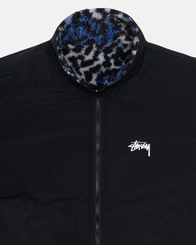 Agasalhos Stussy SHERPA REVERSIBLE JACKET Azuis Leopardo | 29504-IYHJ