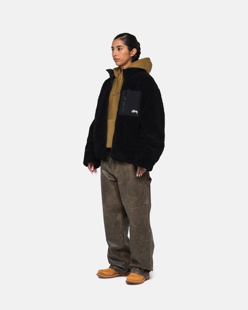 Agasalhos Stussy SHERPA REVERSIBLE JACKET Pretas | 93064-JAGD