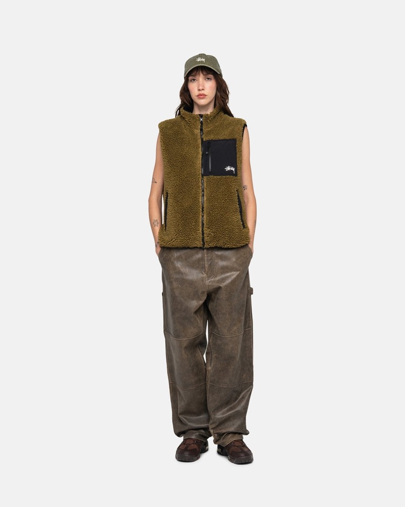 Agasalhos Stussy SHERPA REVERSIBLE VEST Verde Oliva | 14293-DWTU