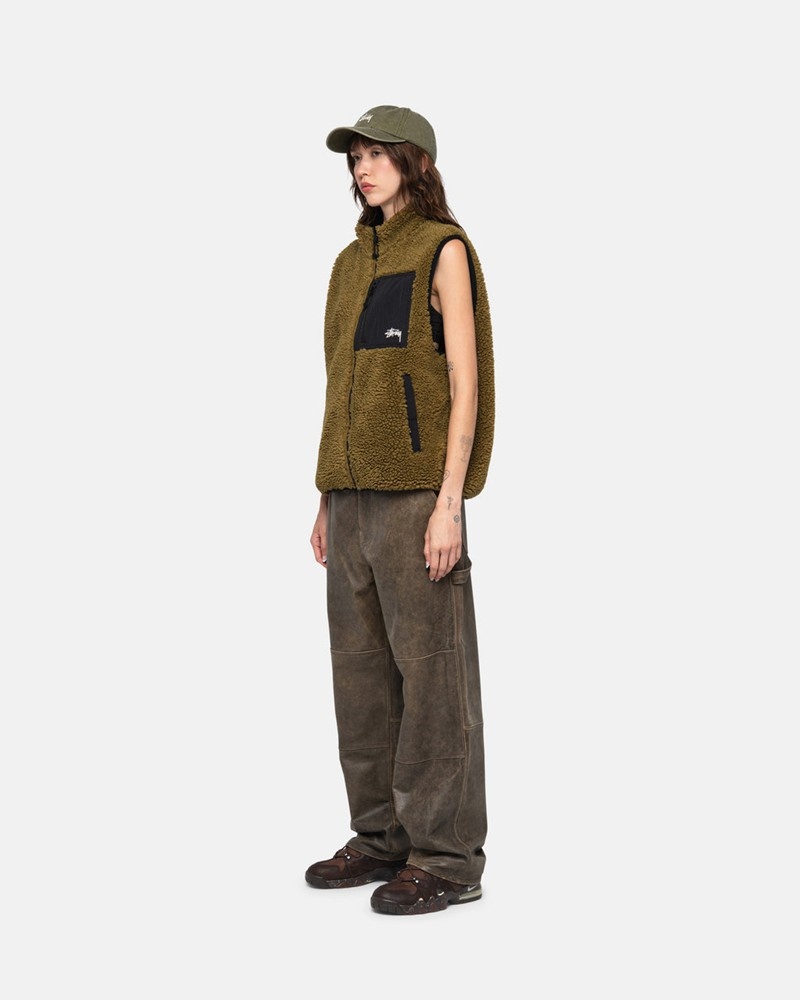 Agasalhos Stussy SHERPA REVERSIBLE VEST Verde Oliva | 14293-DWTU