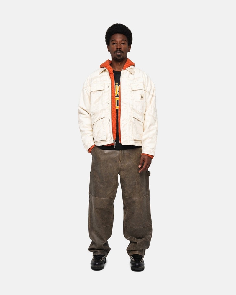 Agasalhos Stussy SHOP JACKET DISTRESSED CANVAS Caqui | 90238-NPRV