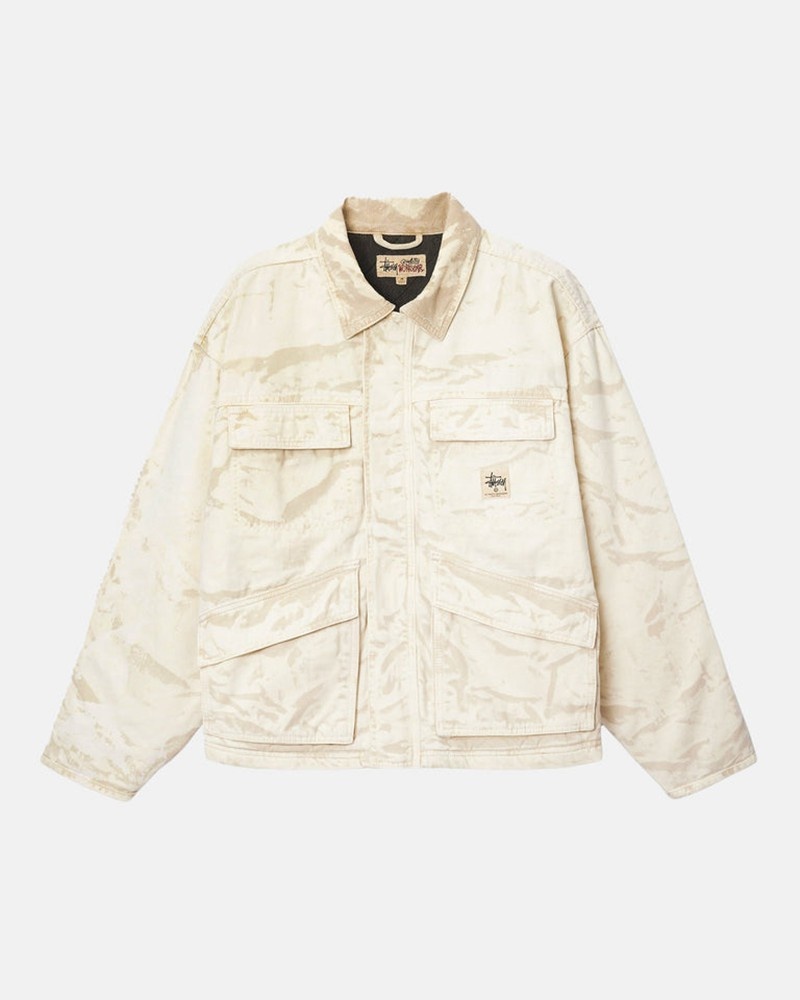 Agasalhos Stussy SHOP JACKET DISTRESSED CANVAS Caqui | 90238-NPRV