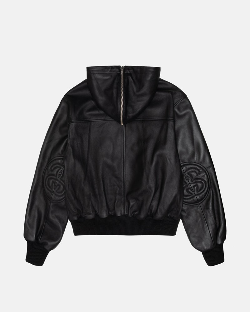 Agasalhos Stussy SS LINK LEATHER BOMBER Pretas | 24958-DVMF