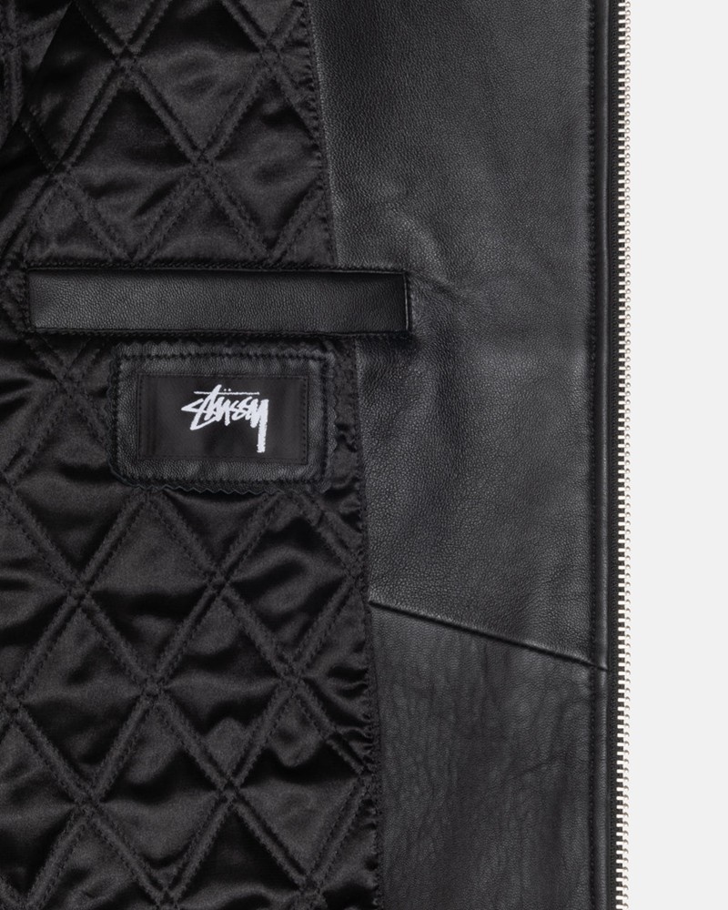 Agasalhos Stussy SS LINK LEATHER BOMBER Pretas | 24958-DVMF