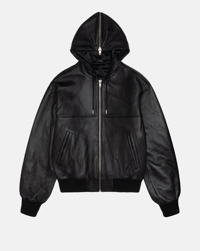 Agasalhos Stussy SS LINK LEATHER BOMBER Pretas | 24958-DVMF