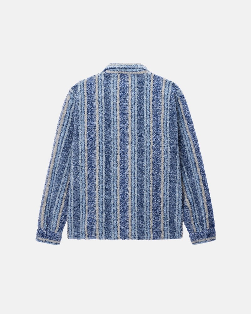 Agasalhos Stussy STRIPED SHERPA Azul Anil | 76938-NCBO