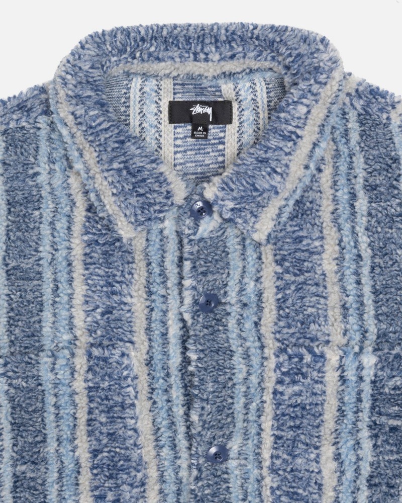 Agasalhos Stussy STRIPED SHERPA Azul Anil | 76938-NCBO