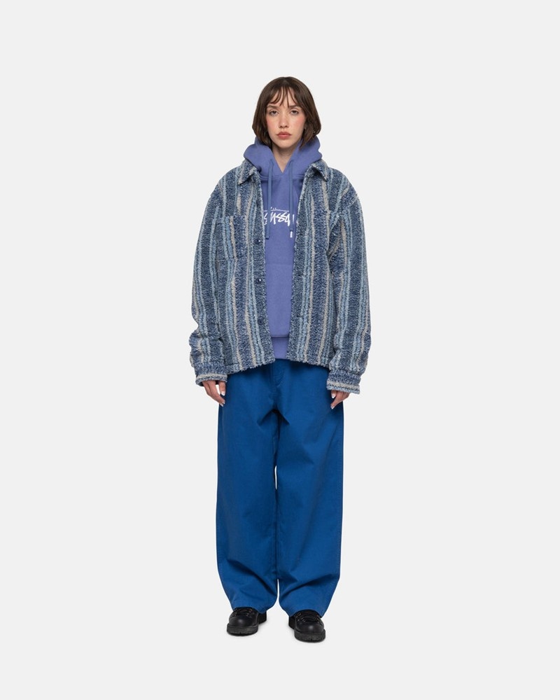 Agasalhos Stussy STRIPED SHERPA Azul Anil | 76938-NCBO